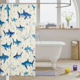 thumbnail image 3 of Manfei Vintage Ocean Shark Shower Curtain 72Wx84L, Starfish Bathroom Shower Curtain, Cream Navy, 3 of 5
