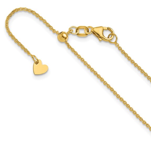 Auriga Fine Jewelry 14K Yellow Gold Adjustable 1.25 mm Flat Cable Chain Necklace for Women 22"