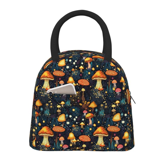 Easygdp Colorful Plants Mushroom Bolsa de Almuerzo Insulada Grande, Forro de Aluminio, Diseño Espacioso, a Prueba de Fugas, Ideal para Trabajo, Picnics, Viajes y Actividades al Aire Libre