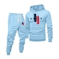 thumbnail image 2 of PARIS Men's Winter 2-Piece Casual Set, Printed Hooded Sweatshirt and Sweatpants, Sportswear Lounge Outfit For Street Style and Daily Use,Light Blue,XL, 2 of 5