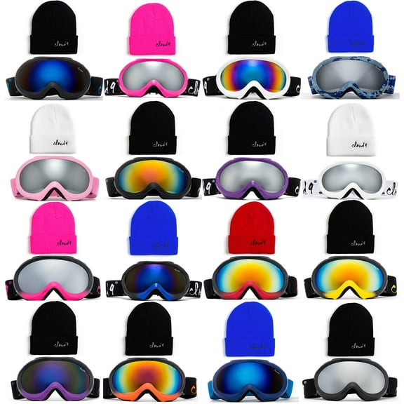 Cloud 9 - Professional Kids Boys and Girls Snow Goggles "Shifty"Anti-Fog Dual Lens UV400 Protection Triple Layered Foam Snowboarding Ski Goggles with Matching Color Beanie