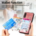 thumbnail image 3 of ELEHOLD Back Wallet Case for Samsung Galaxy A21s Case with Flower Floral Pattern RFID Blocking Card Holders Zipper Storage Stand Function Magnetic Shockproof Purse Cover,pink, 3 of 8