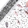 thumbnail image 3 of Juego de gemas de diamantes de imitación de cristal negro para uñas, profesional, con bolígrafo de cera y caja., 3 of 5