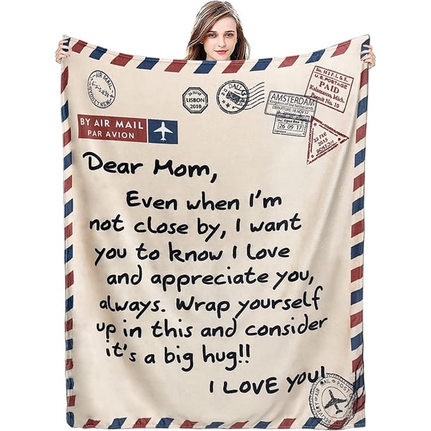 LHSHID Air Mail Blanket Flannel Throw Birthday Valentines Gifts Present from Daughter/Son Printed Snuggle Warm Soft Couch Sofa Living Room Decor 60x80in