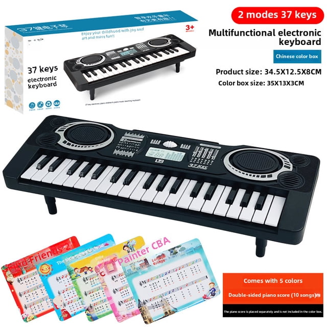 Jouet Piano Électronique pour Enfants à 37 Touches pour 4 à 6 Ans – Piano en Acier Simulé avec 2 Modes, Partition et Boîte de Couleur Chinoise – Améliore l'Intelligence, la Coordination Oeil-Main et l'Interaction Parent-Enfant – Sécuritaire