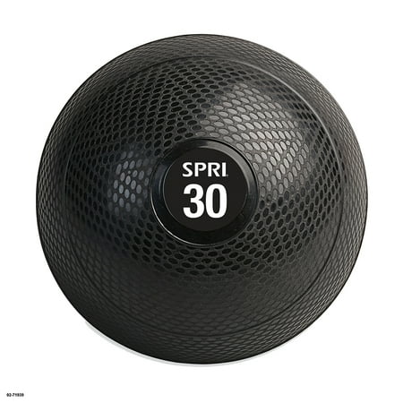 SPRI 30 lb Durable No-Bounce Slam Ball  Rubber Shell  Black