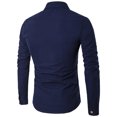 thumbnail image 3 of Camisas Para Hombre Manga Corta Camisa informal para hombre, blusa de manga larga con cuello vuelto, camisa con botones sólidos, camisa informal a la , blusa suelta, Top (Navy, XXL), 3 of 7