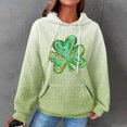 thumbnail image 2 of St. Patrick's Day Hoodies for Women Cozy Waffle Long Sleeve Fashion Gradient Color Graphic Print Oversize Sweatshirts(Mint Green,XXL), 2 of 5