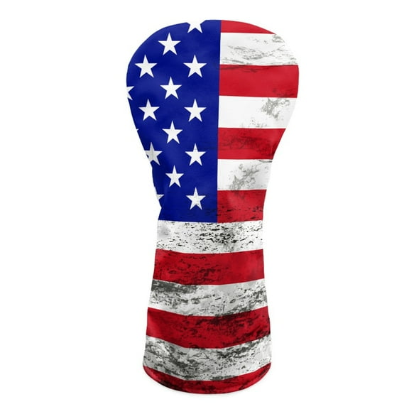 Yuyamidu American Flag Golf Club Head Cover with Soft Lining Patriotic Golf Club Cover Waterproof PU Leather Hybrid Fairway Driver Headcover Golf Gift for Golfers