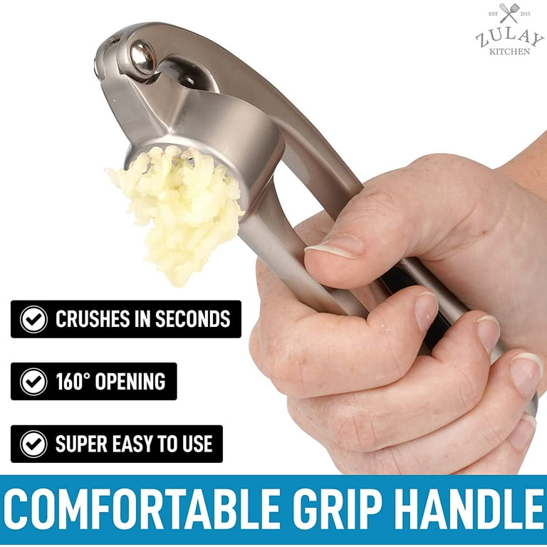  Zulay Kitchen Garlic Press With Soft, Easy To Squeeze Ergonomic  Handle - Garlic Mincer Tool With Sturdy Design Extracts More Garlic Paste -  Easy To Clean Garlic Crusher And Ginger Press (
