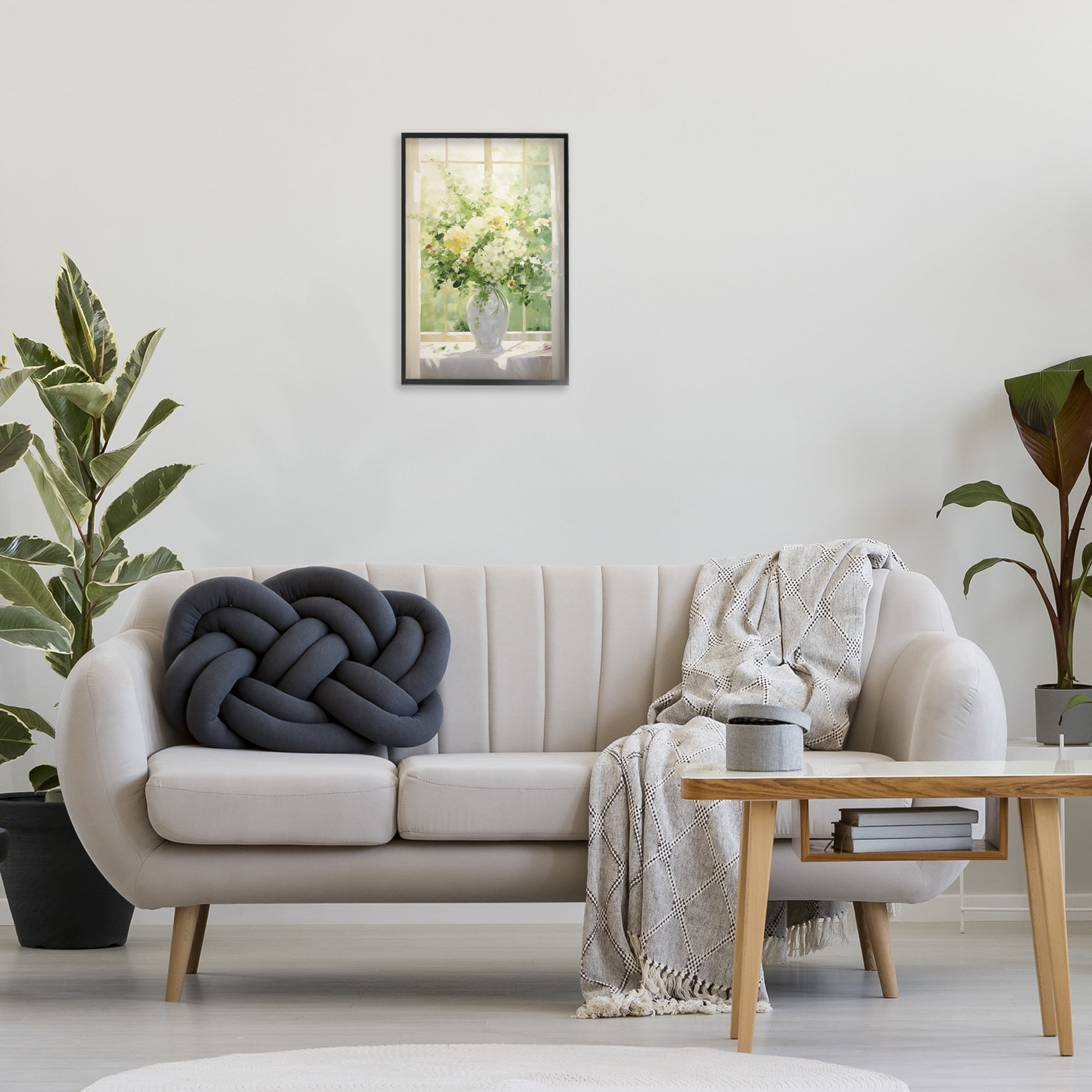Stupell Industries Flower Arrangement in Window Botanical & Floral Painting Black Framed Art Print Wall Art, 16 x 24
