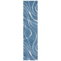 SAFAVIEH Florida Tamzen Abstract Shag Runner Rug, Light Blue/Cream, 2'3" x 13'