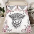 thumbnail image 2 of Homewish Cartoon Cow Animal Twin Sheet Sets, Rustic Farmhouse Twin Fitted Sheet, Vintage Fashion Rose Flat Sheet, Luxury Bedroom Decor, 3-Piece, 2 of 7