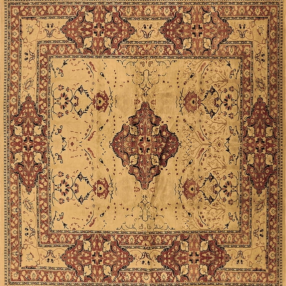Ahgly Company Indoor Square Oriental Brown Industrial Area Rugs, 5' Square