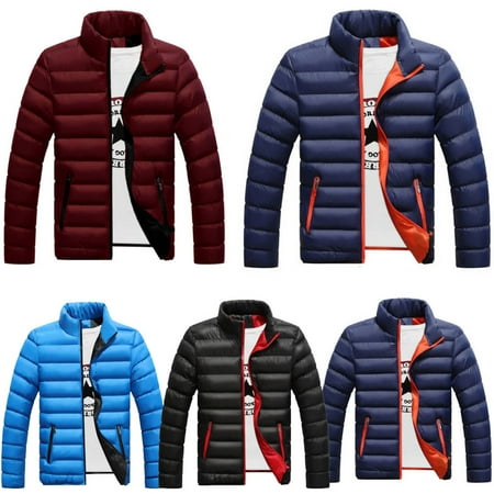 Winter Warm Men's Packable Duck Down Jacket Stand Collar Ultralight Outerwear Coat