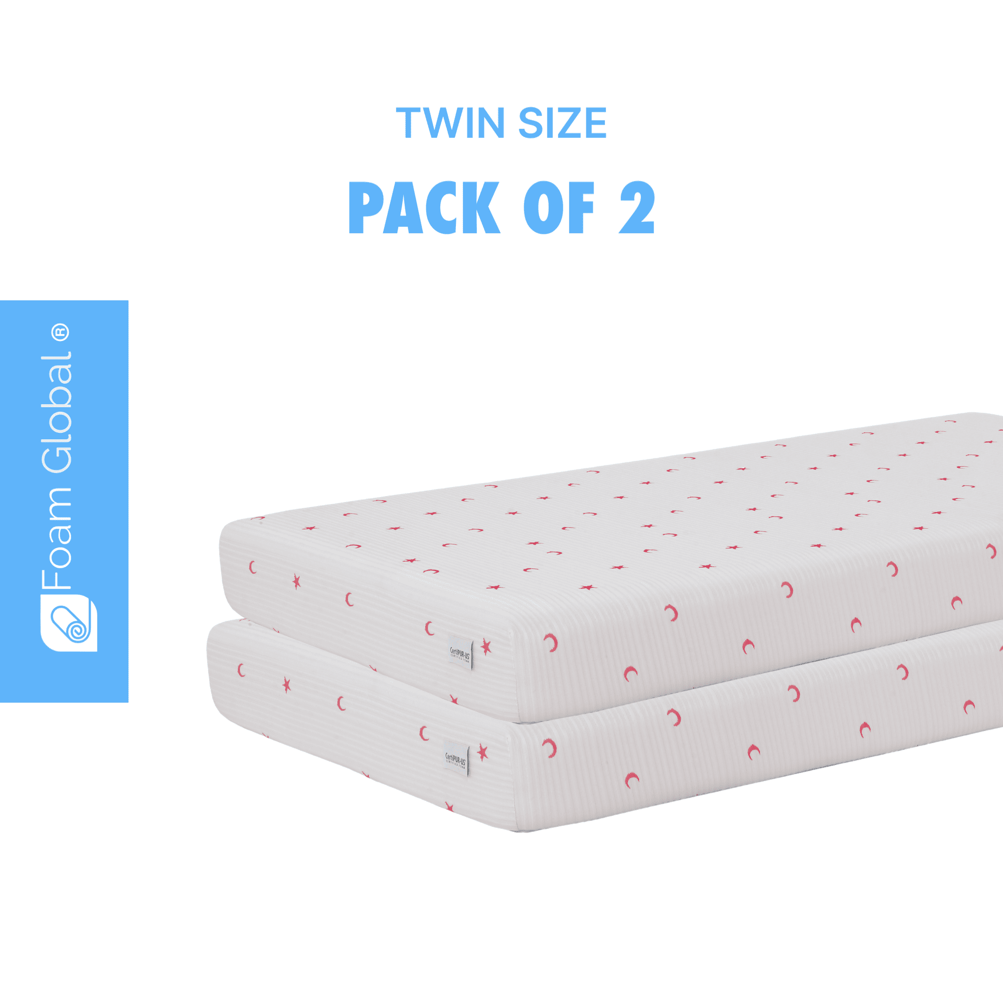 Brookshire Rest 5 Inch Twin Mattress for Bunk Beds Pink, Trundle Mattress with Zipper Cover (Pack of 2)