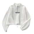 thumbnail image 1 of Gibobby Sudadera oversize mujer Sudaderas de cuello redondo para mujer estilo casual manga larga ligeras cómodas holgadas de moda sin botones(Blanco,G), 1 of 3