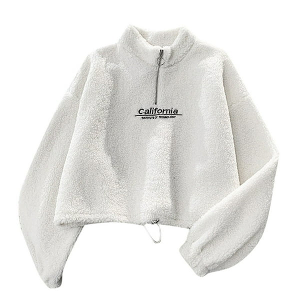 Gibobby Sudadera oversize mujer Sudaderas de cuello redondo para mujer estilo casual manga larga ligeras cómodas holgadas de moda sin botones(Blanco,G)