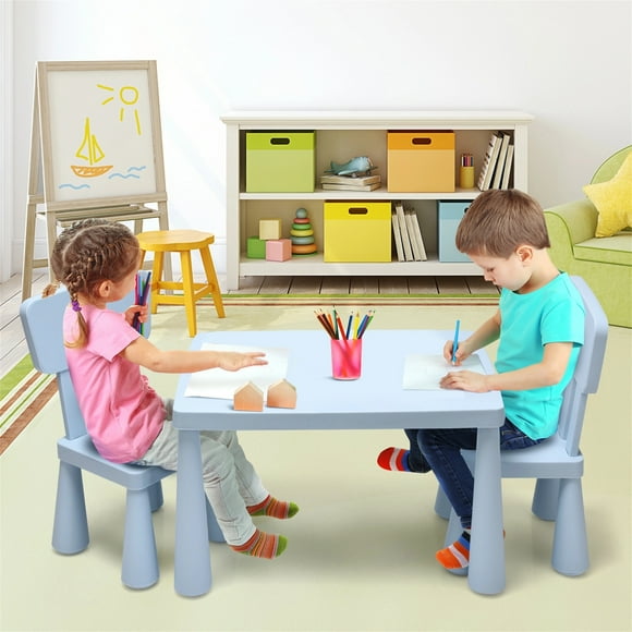 Costway Set con Mesa y 2 Sillas para Niños Comer Dibujar Escribir y Hacer Manualidades 76,5 x 54,5 x 49,5 cm