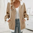 thumbnail image 3 of Leadmall Fleece Hoodie Jackets for Women 2023 Lightweight Zip Up Hoodies Jackets Ladies Casual Long Sleeve Full Zip Hooded Sweatshirts Drawstring Oversized Warm Winter Coat Outwear Y-5 Khaki XXXL, 3 of 5