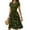 Army Green, variant on Belted Floral Dress Women's Casual Fashion Short Sleeve Round Neck Elegant Summer Sundress with Pockets,Army Green L