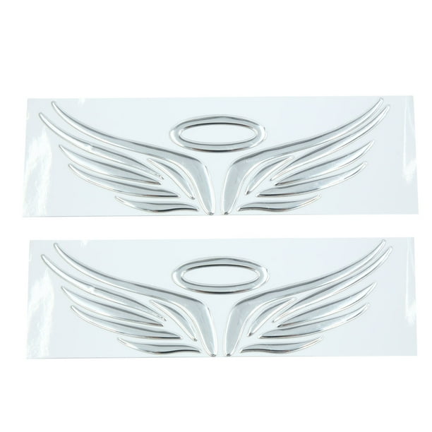 2Pcs Adhesivo Reflector 3D De Tono Plata Auto Adhesivo De Patrón De Alas De Angel