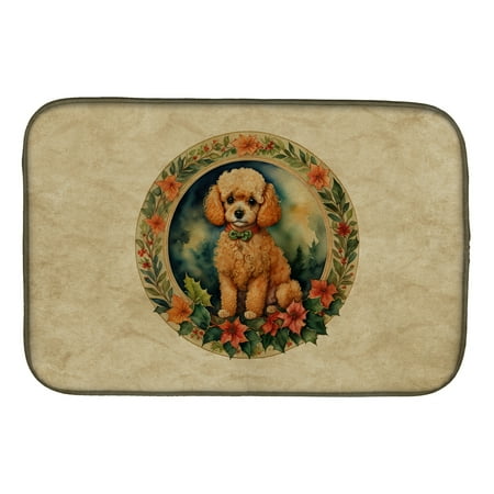 

Poodle Christmas Flowers Dish Drying Mat