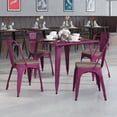 thumbnail image 4 of 4 Pk. Purple Metal Stackable Chair with Wood Seat, 4 of 7