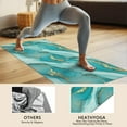 thumbnail image 4 of Teal Gold Marble Pattern Hot Yoga Mat Towel Non Slip for Hot Yoga - Quick-Drying Yoga Mat Cover with 4 Corner Pockets with Travel Bag - Hot Yoga Towel Non Slip Grip Moisture Wicking Sweat 70"x26", 4 of 6