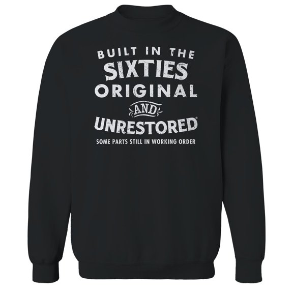 Original & Unrestored Built In The Sixties Graphic Black Men's Cotton Pullover Sweatshirt