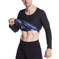 thumbnail image 2 of WMTBSRSW Sauna Suit for Men Long Sleeve Sauna Shirt Zipper Sweat Tops for Gym Workout Fitness Exercise Blue Small, 2 of 7