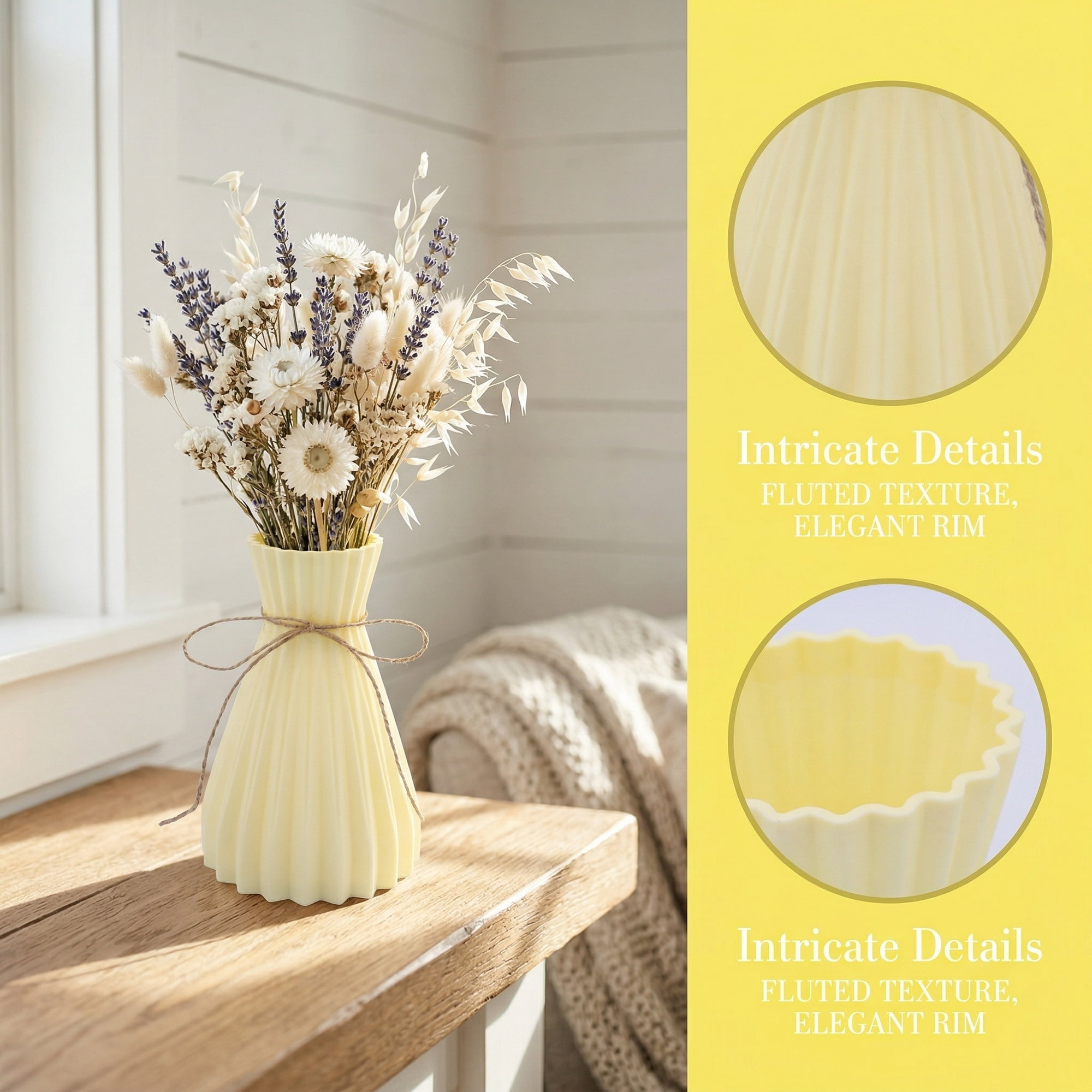 Unique Bargains Modern Geometric Unbreakable Flower Vase Beige 4.7" x 4.7" x 6.7"