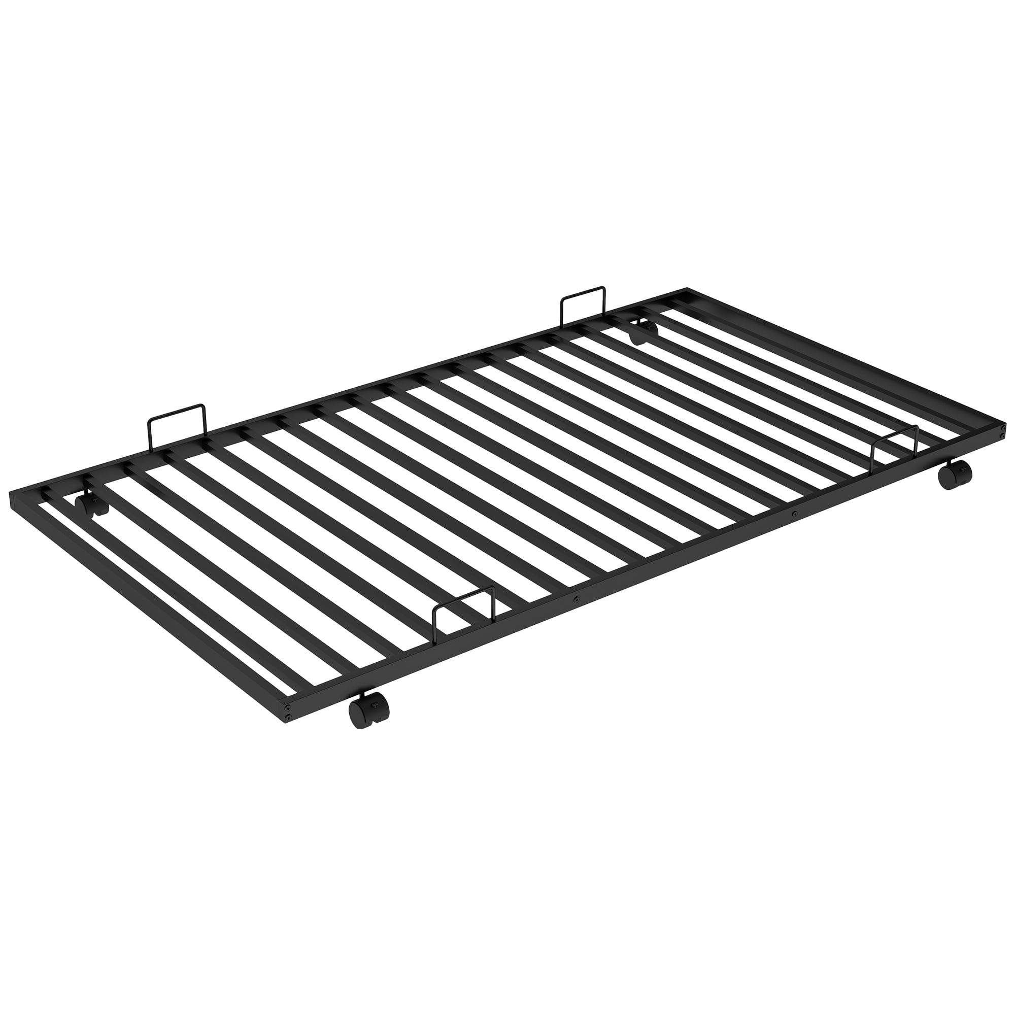 PORKISS Metal Twin Over Full Bunk Beds with Trundle Bed, Bunk Beds for Kids Teens Adults with Ladders, No Box Spring Needed, Black