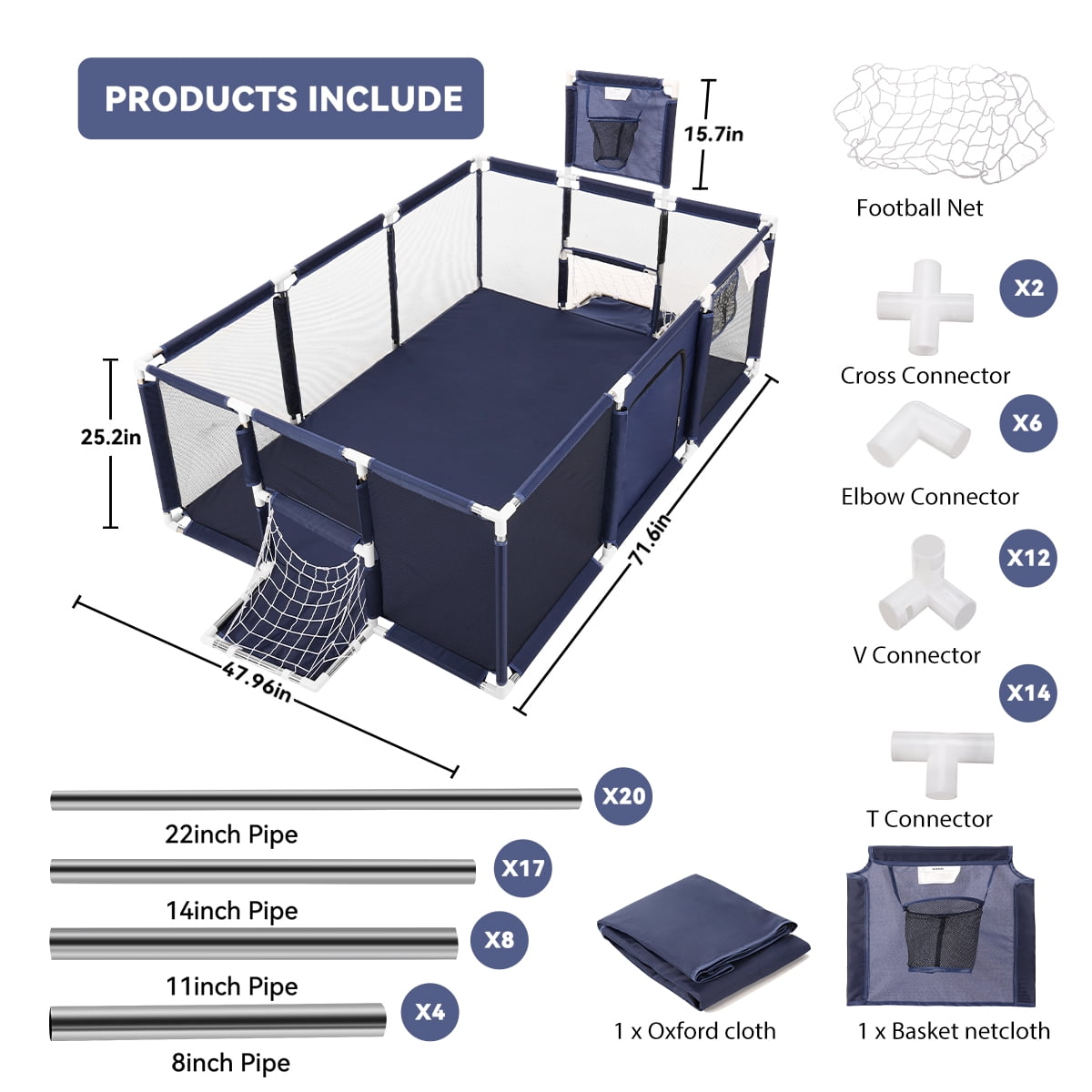 Baby Playpen,71x48inch Large Play Yard for Babies Toddlers, Sturdy Safety Baby Play Area Center Twins, Blue