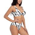 thumbnail image 6 of PAYOHTO Women's Cross Front Bikini Set with High Elasticity Soft Padding Tiger Zebra Stripe Bathing Suit Crop Top Swimsuit, 6 of 9
