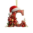 thumbnail image 3 of Christmas Tree Ornaments 2D Acrylic Monogram Pendants With Santa Hat 26 Letters Hanging Decorations For DIY Crafts And Home Decor, 3 of 5