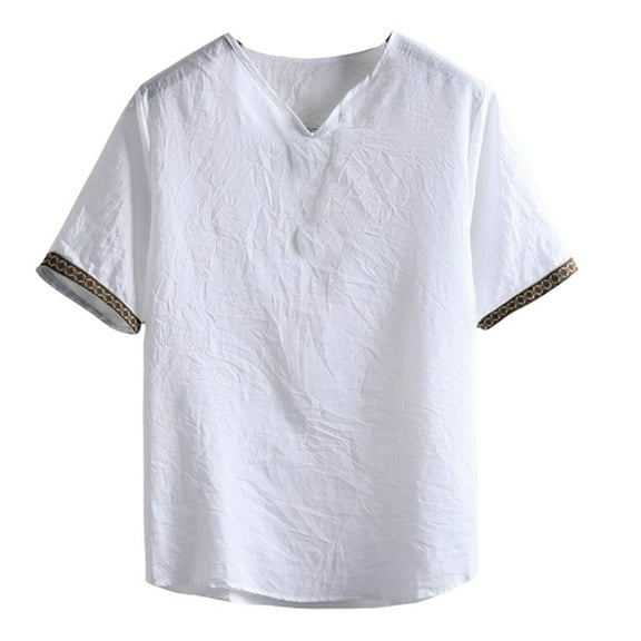 Men's Linen Blend T Shirt Lightweight, Breathable, Suitable for Summer Casual, Machine Washable, Multiple Colors & Sizes