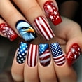 thumbnail image 1 of HHBEAUTY Ongles Autocollants 4 Juillet Bling Courts en Amande Faux Ongles, Rayures Rouges Argentées Faux Ongles Designs Jour de l'Indépendance Étoiles Ongles Acryliques Brillants Patriotiques Bricolage Art des Ongles pour Femmes 24 Pcs, 1 of 6