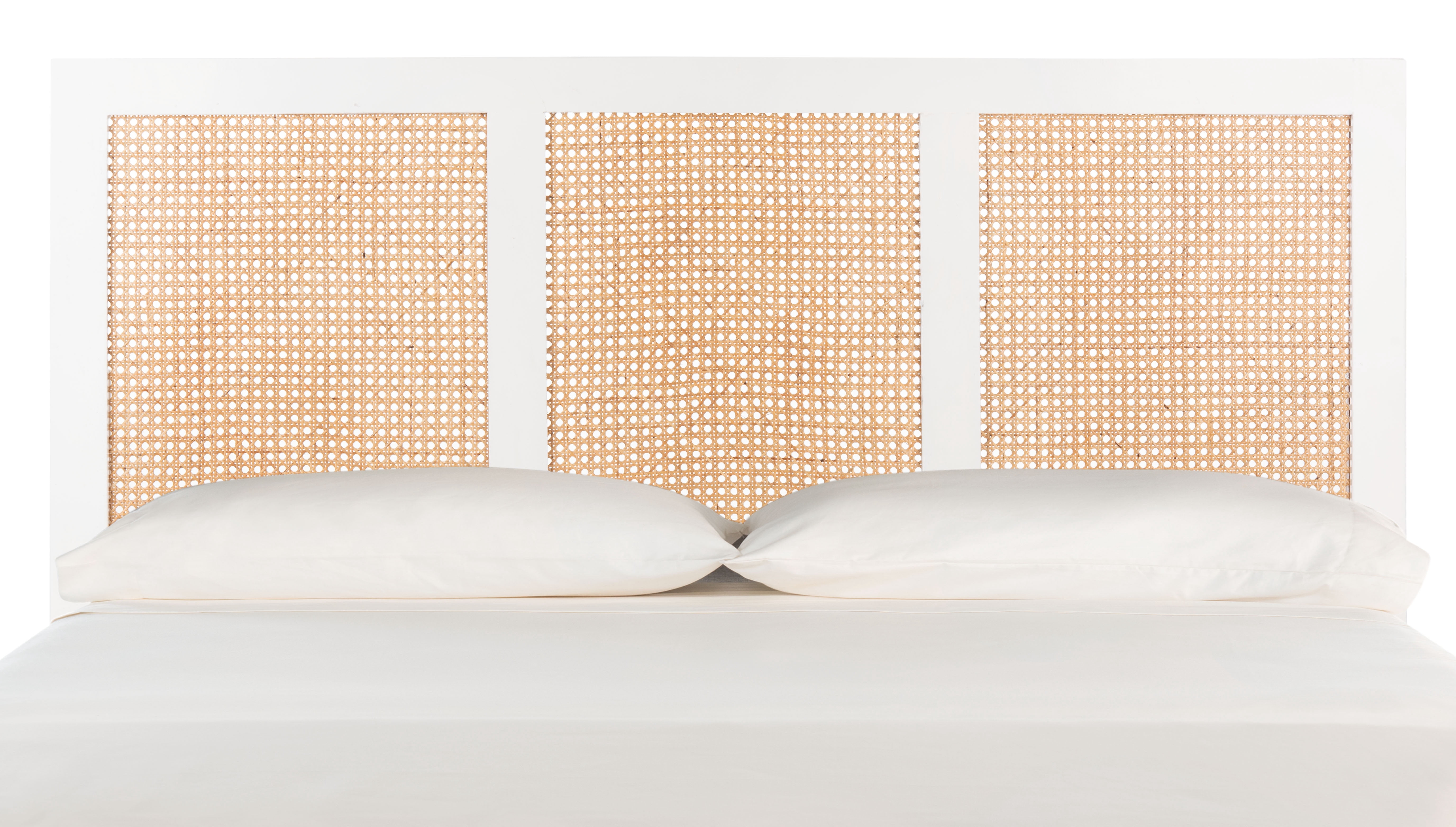 SAFAVIEH Vienna Cane Farmhouse Wood Headboard, Full, White Wash