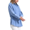 thumbnail image 4 of Camisa de mezclilla casual para mujer INSPIRE CHIC de manga larga, chaqueta de jean, talla XS, azul claro, 4 of 6