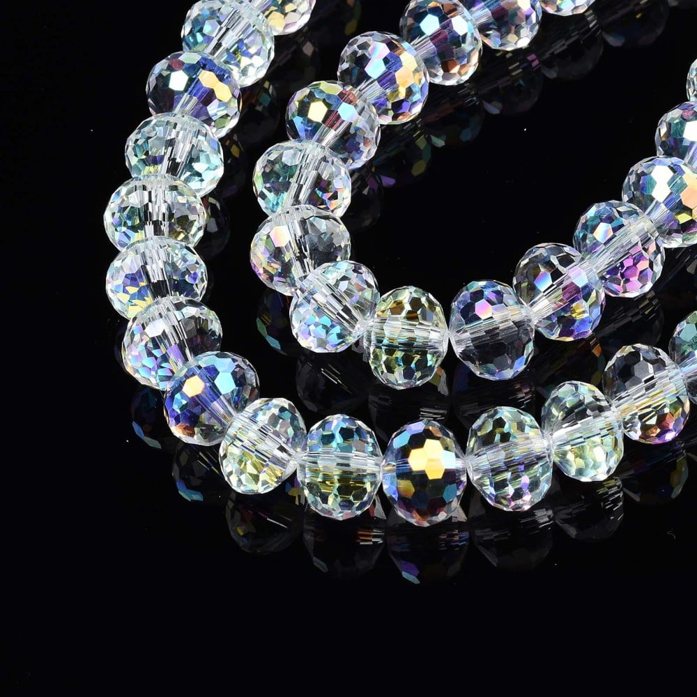 5 Strand Electroplate Transparent Glass Beads Strands AB Color Plated Faceted Rondelle Clear AB 10x7.5mm Hole: 1.4mm about 68~70pcs/strand