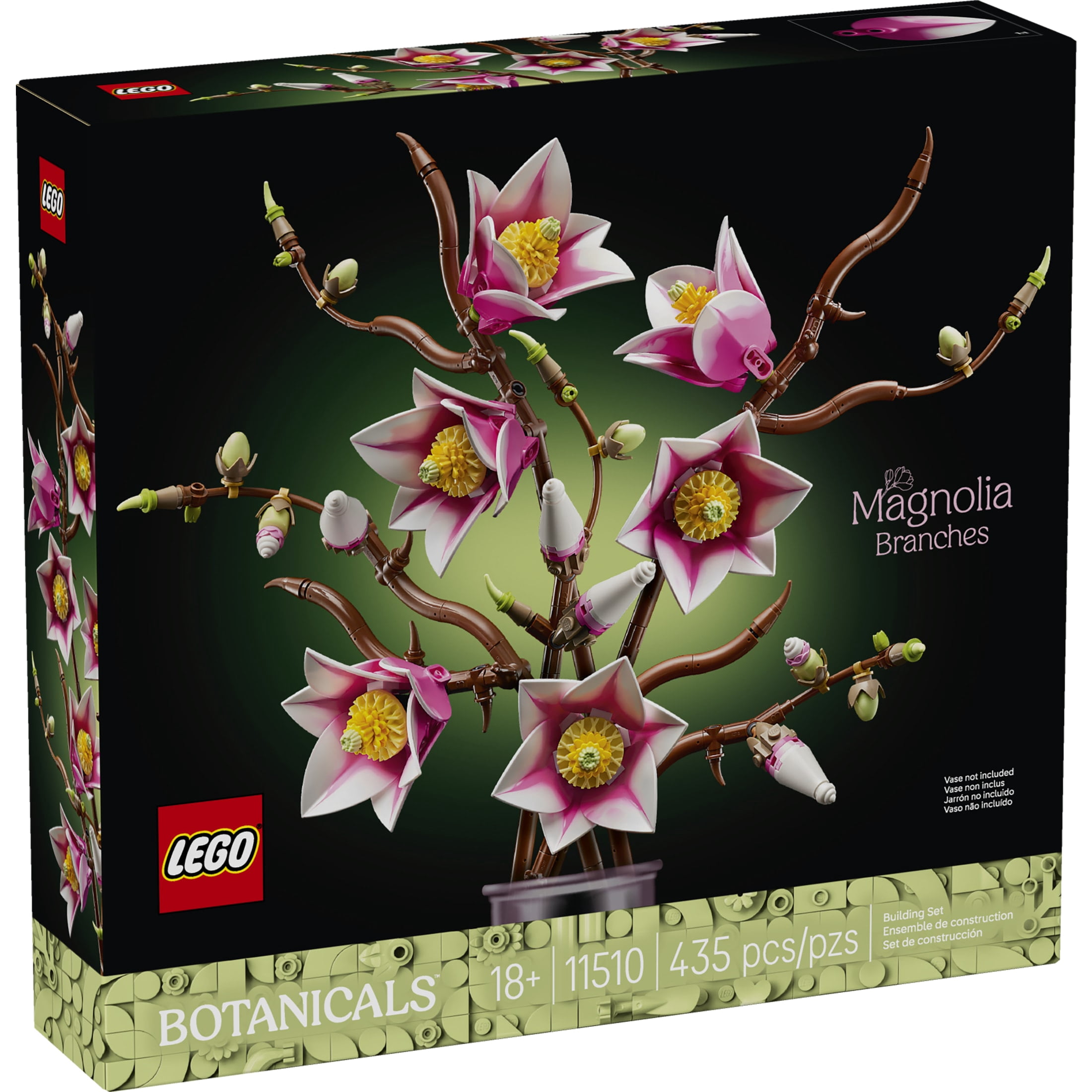 LEGO Botanicals Magnolia Branches Building Set for Adults, Ages 18+ - Gift for Mothers Day - Artificial Flowers for Home Office, Bedroom or Desk Decor - 11510