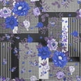 thumbnail image 1 of oneOone Polyester Spandex Blue Fabric Asian Floral With Geometrical Texture Sewing Craft Projects Fabric Prints By Yard 56 Inch Wide, 1 of 4