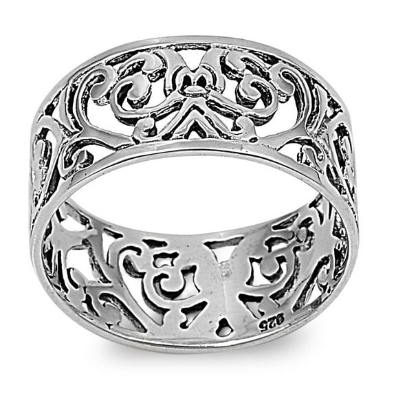 925 Sterling Silver Eternity Filigree Ring Size 10