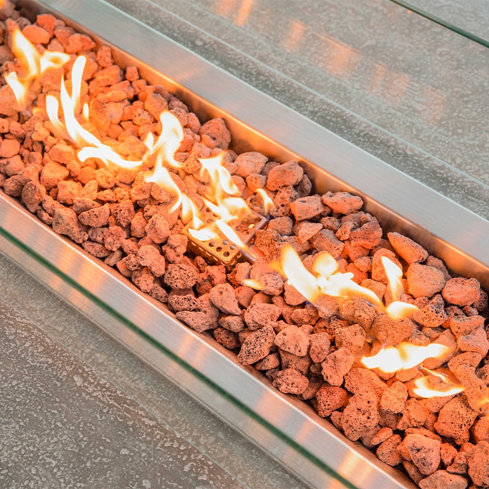 Elementi Hampton Gas Fire Pit for Outside Outdoor Fire Pit Table Smokeless Fire Pit Concrete Rectangular Fire Table Patio Heater Fireplace 45000 BTUs - Grey, 56 x 32 Inches