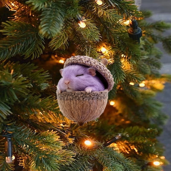 Forest Animal Christmas Ornaments - Rustic Woodland Acorn Decor with Squirrel Deer for Tree, Cozy Holiday Gift Idea