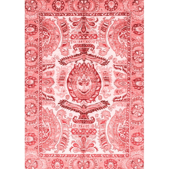Ahgly Company Indoor Rectangle Abstract Red Modern Area Rugs, 5' x 7'