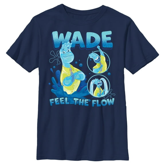 Boy's Elemental Wade Feel the Flow Poster Graphic Tee Navy Blue Small