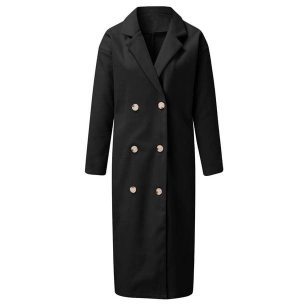 Abrigo de invierno para mujer con doble botonadura de mezcla de lana Peacoat