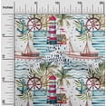 thumbnail image 2 of oneOone Rayon Teal Green Fabric Ocean Lighthouse Diy Clothing Quilting Fabric Print Fabric By Yard 56 Inch Wide, 2 of 8